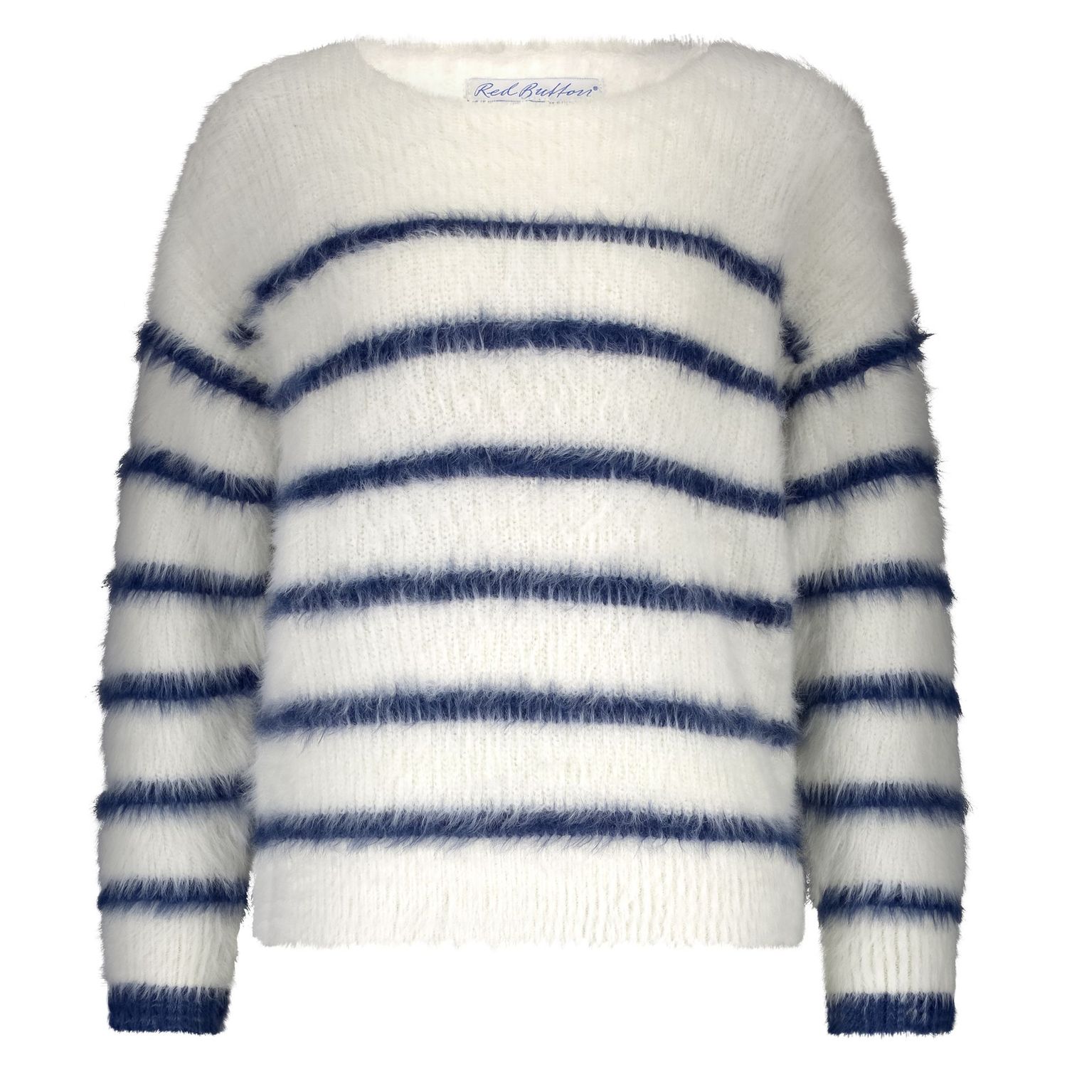 SRB4616 Fuzzy Strickpullover ecru indigo RED BUTTON