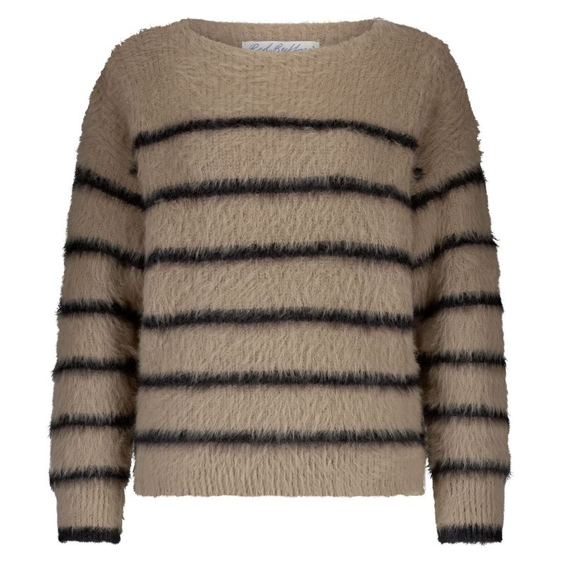 SRB4616 Fuzzy Strickpullover latte black RED BUTTON