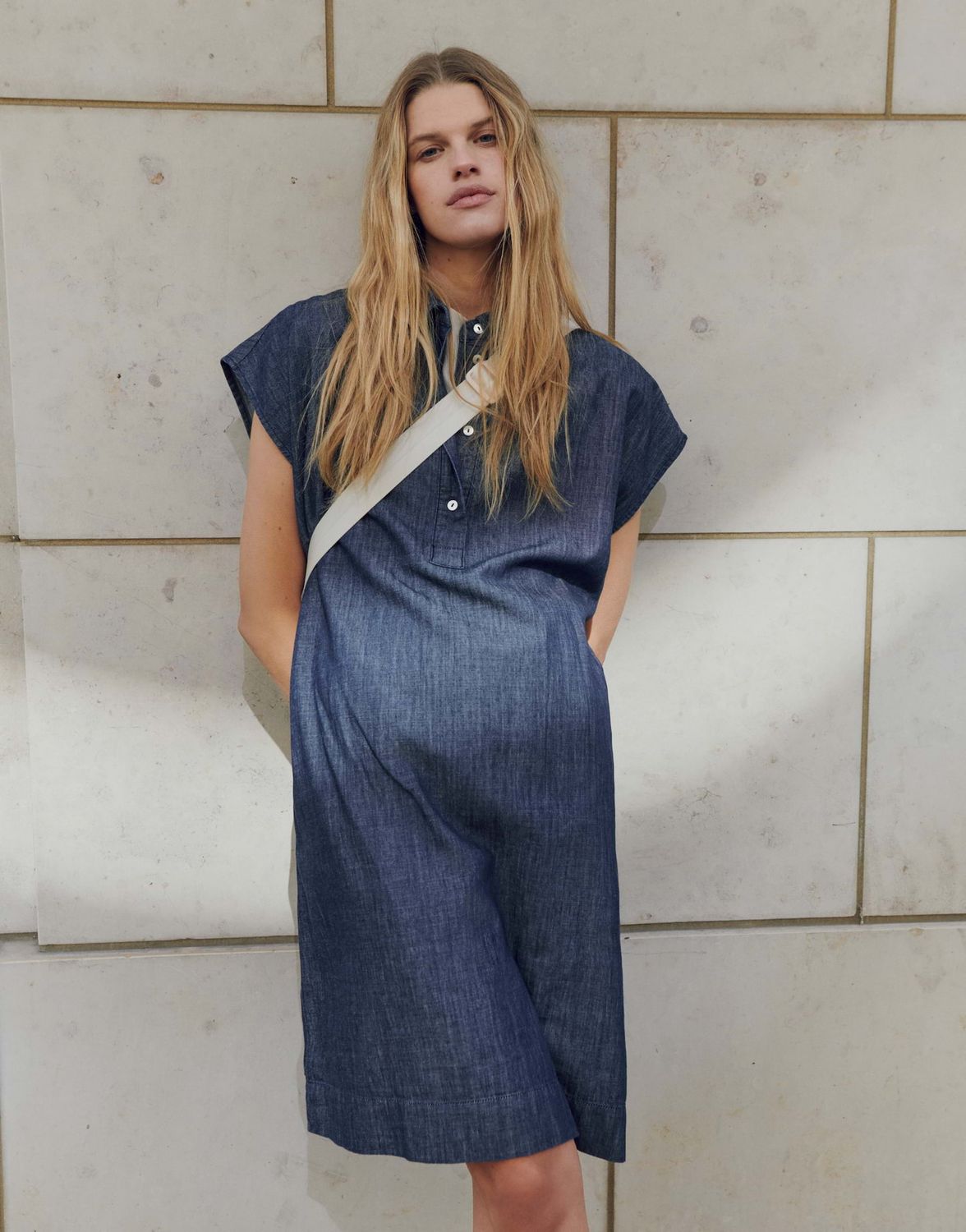 WELLJA Loose Hemdblusenkleid aus Denim 70259 mid blue denim blue OPUS eine Größe kleiner kaufen