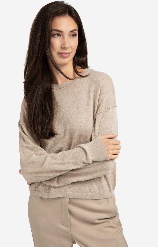 01-000487 sand melange feiner Rundhalspullover YAYA 01-000487 sand melange feiner Rundhalspullover YAYA