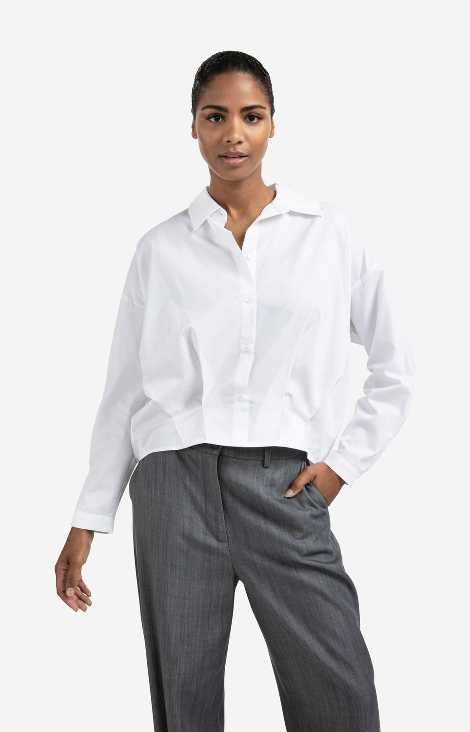 01-201167-508 Popeline Bluse mit eingelegten Falten pure white YAYA