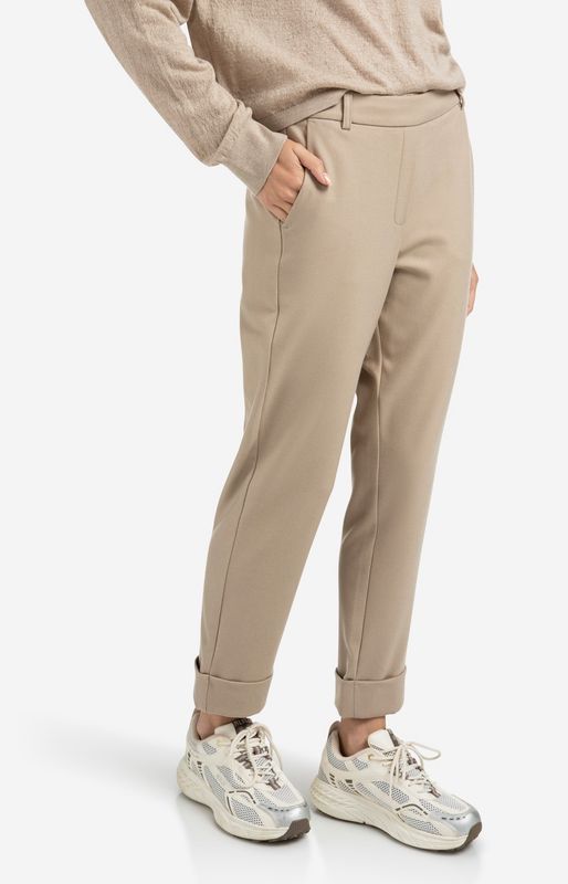 01-301076 Hose mit elastischem Bund und umgeschlagenen Beinabschlüssen sand beige YAYA