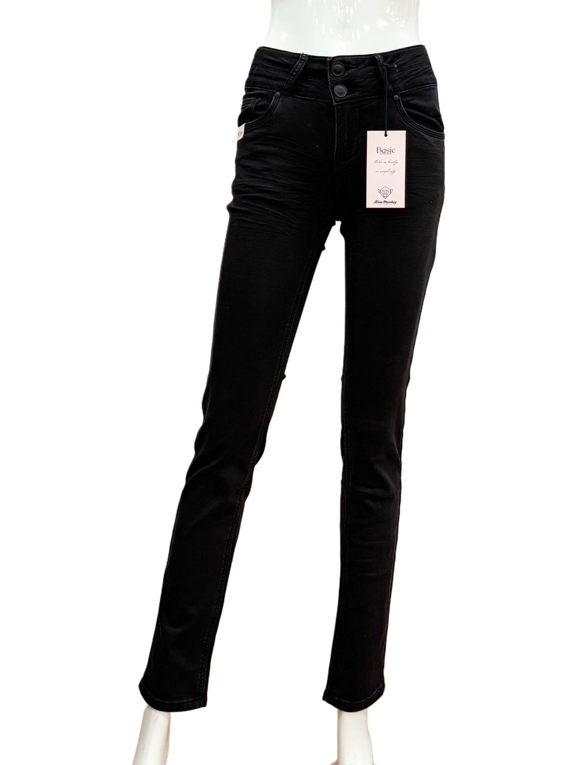 57Tamara Slim Jeans 001 black Länge 32 BLUE MONKEY- eine Größe größer kaufen