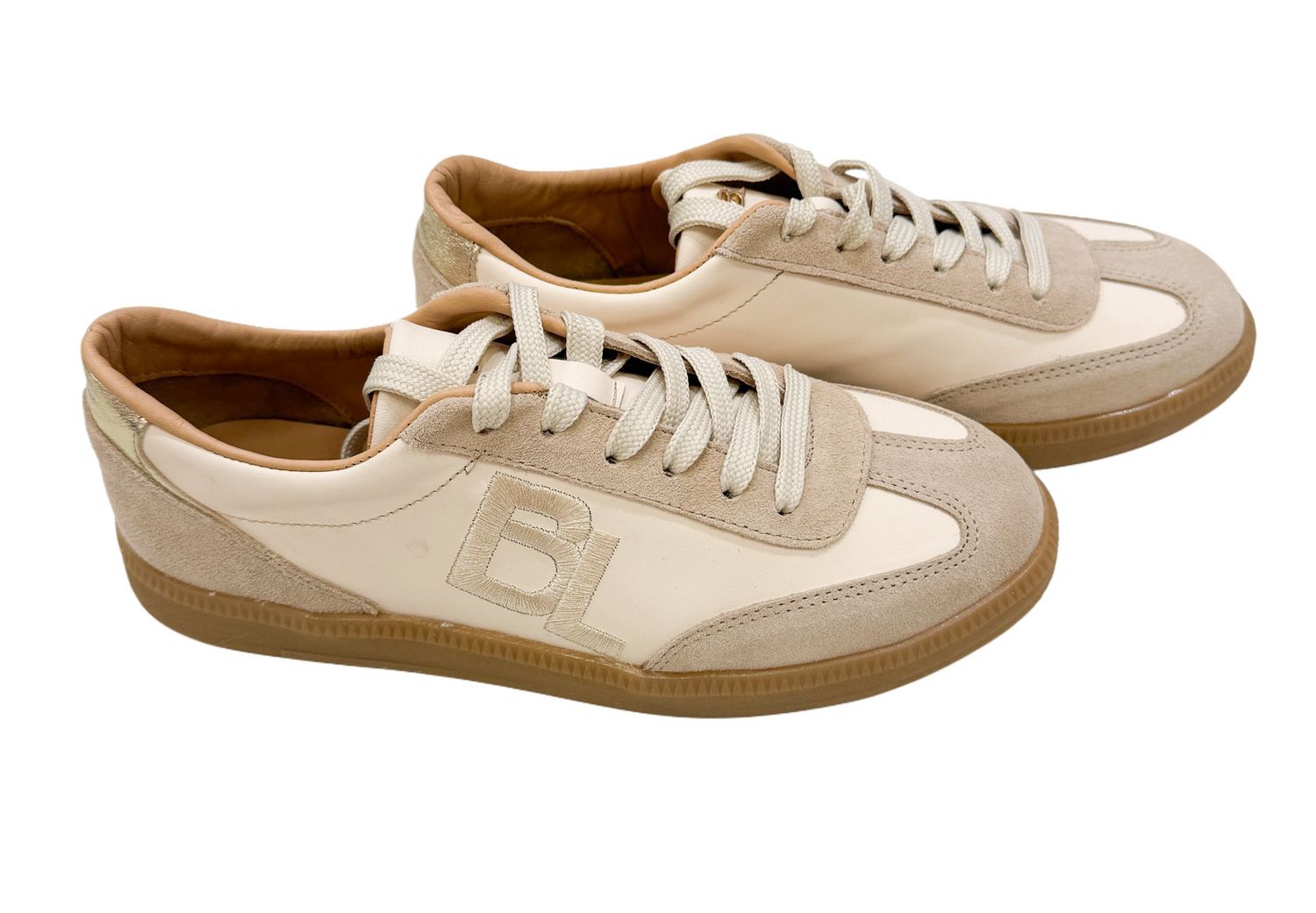 TORRA Wildleder/Ledersneaker taupe ecru gold BABOUCHE