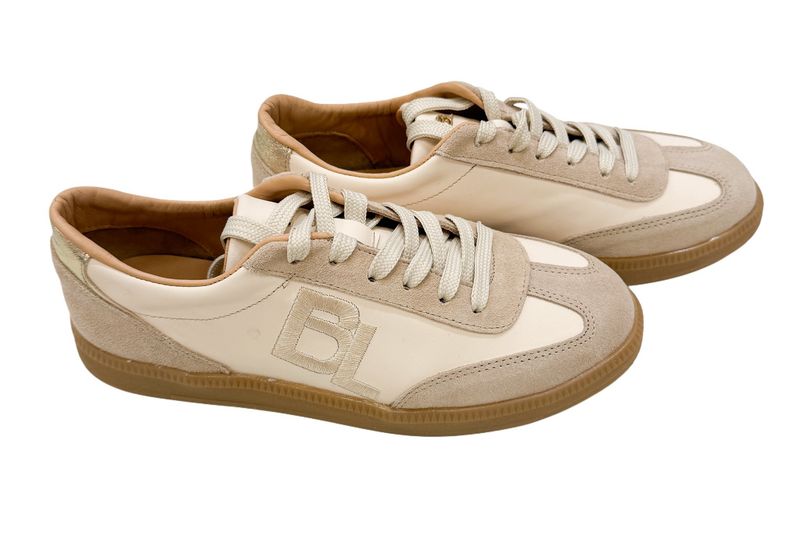 TORRA Wildleder/Ledersneaker taupe ecru gold BABOUCHE
