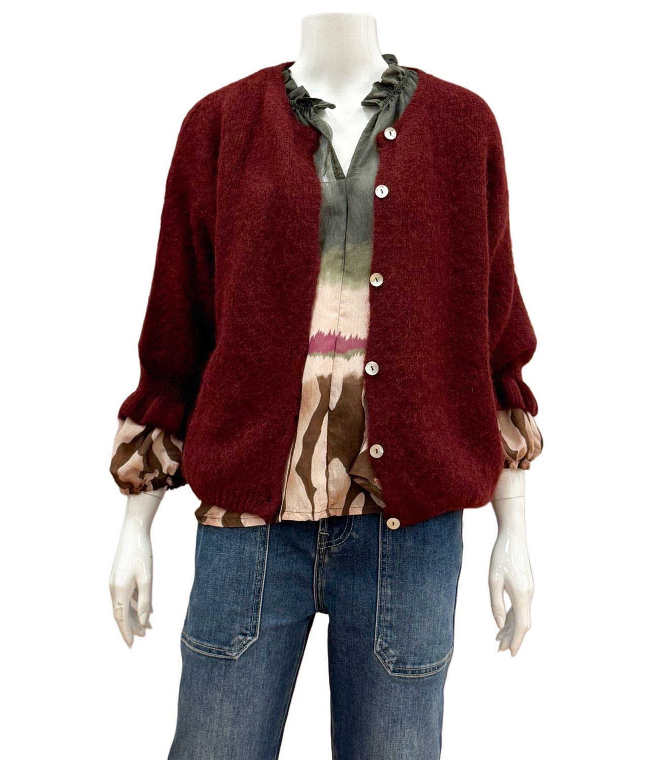 2413 3/4 Arm Strickcardigan vino MARTA DU CHATEAU