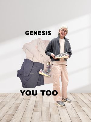 LOTTA Jacket graphite, MILO Pant und Sweater TESSA vintage rose YOU TOO, veganer BIO Sneacker lavender GENESIS