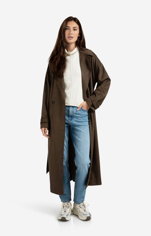 02-019019-99017 Mantel aus weichem Velourslederimitat  brown YAYA