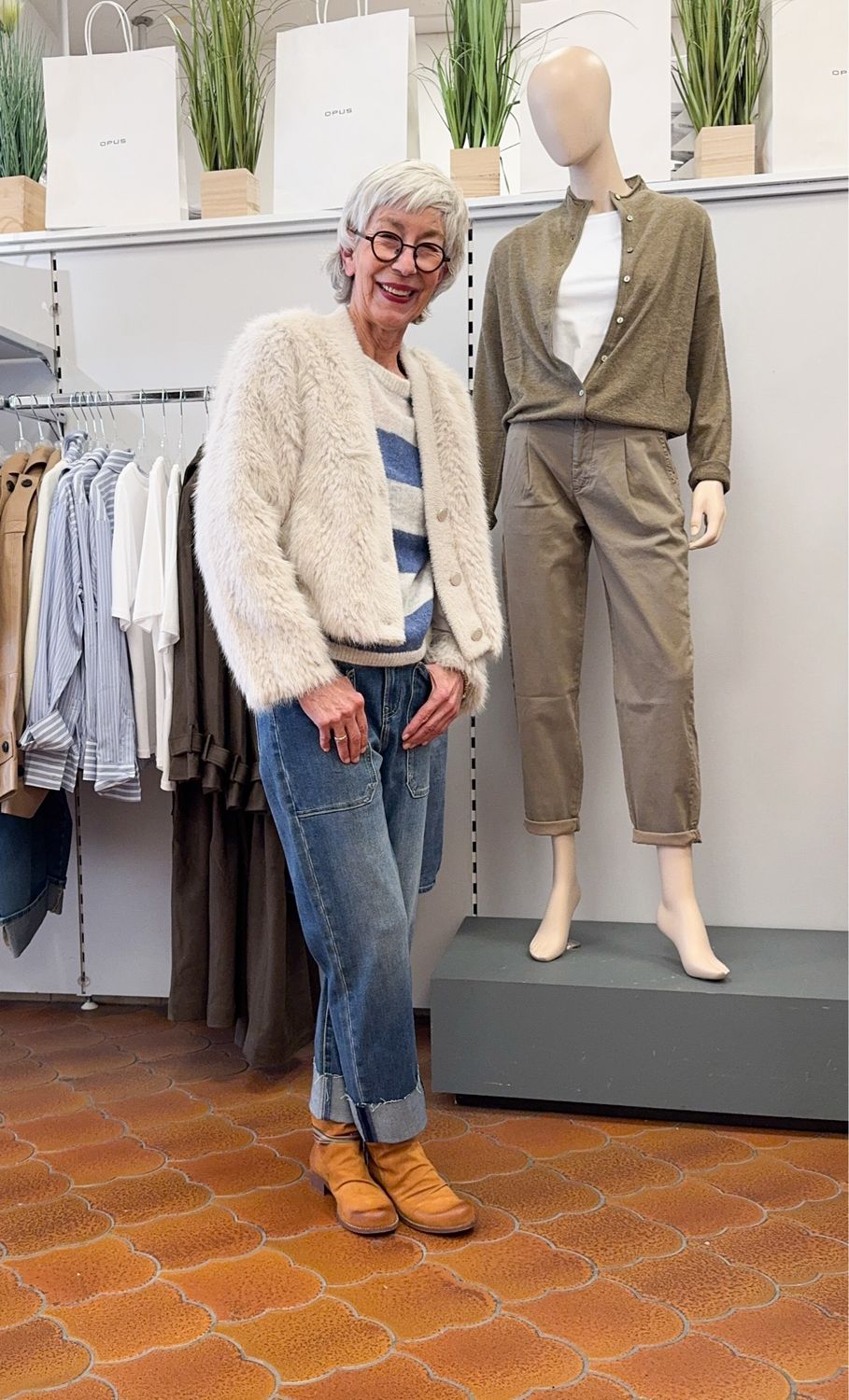 CHAIMAE Webpelz Cardigan birch RINO&PELLE