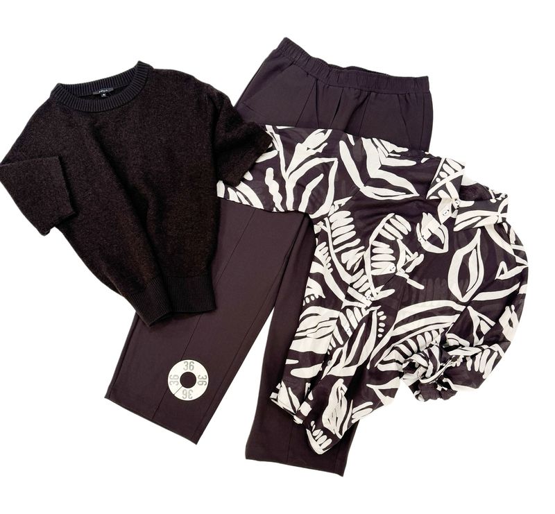 OPUS BOX Gr.36/1  Bluse ecru choco, Pullover choco, Hose choco-Preis 150€-Wert über 210€-Paypal-keine Retoure
