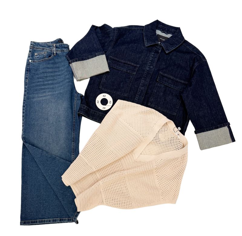 OPUS BOX Gr. 42/1 Jeansjacke, Pullunder ecru, Culotte midstone- Preis 150€ Wert über 210€ Paypal, keine Retoure