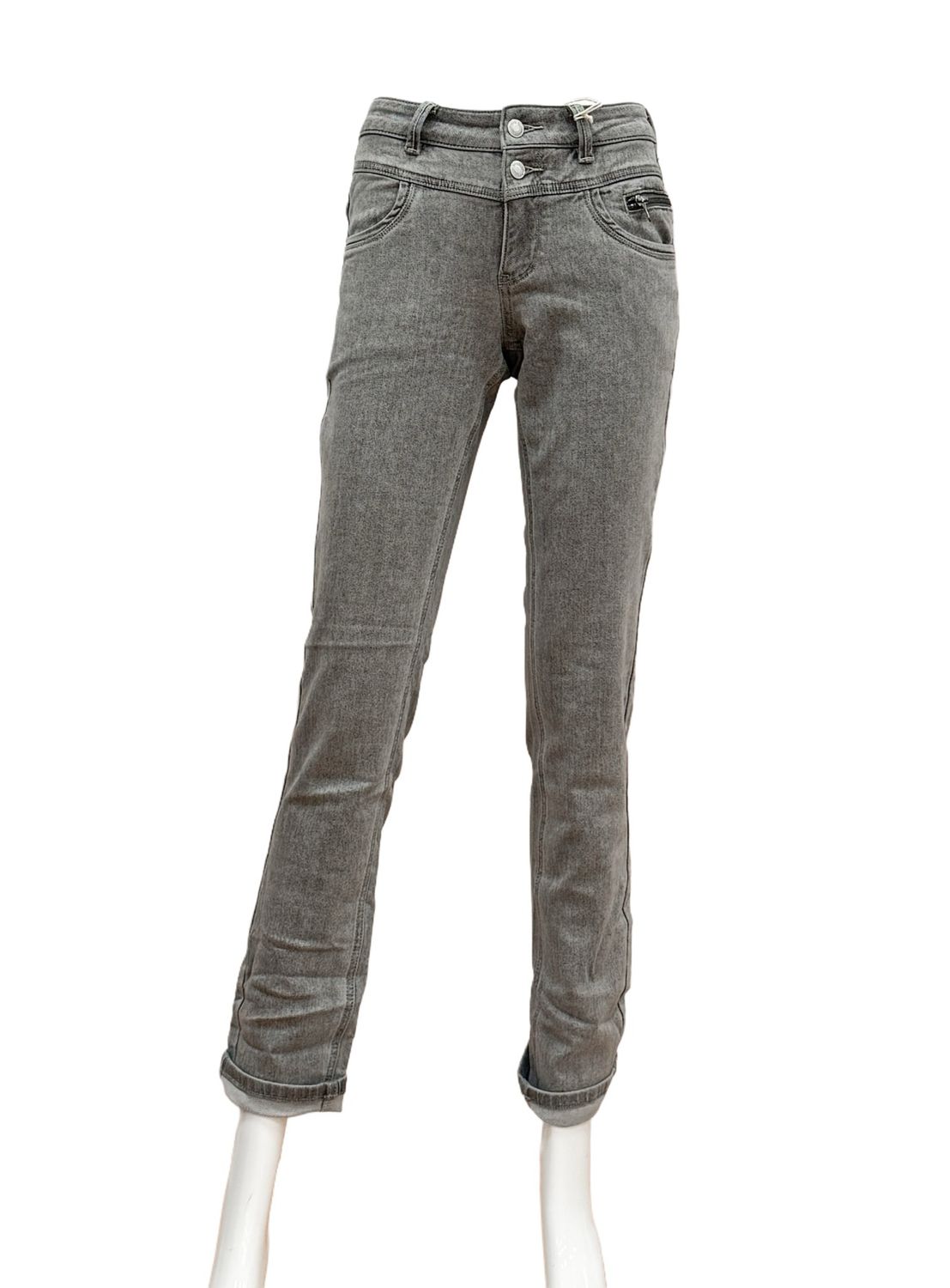 RB4706 Sienna 1 Zip grey denim RED BUTTON
