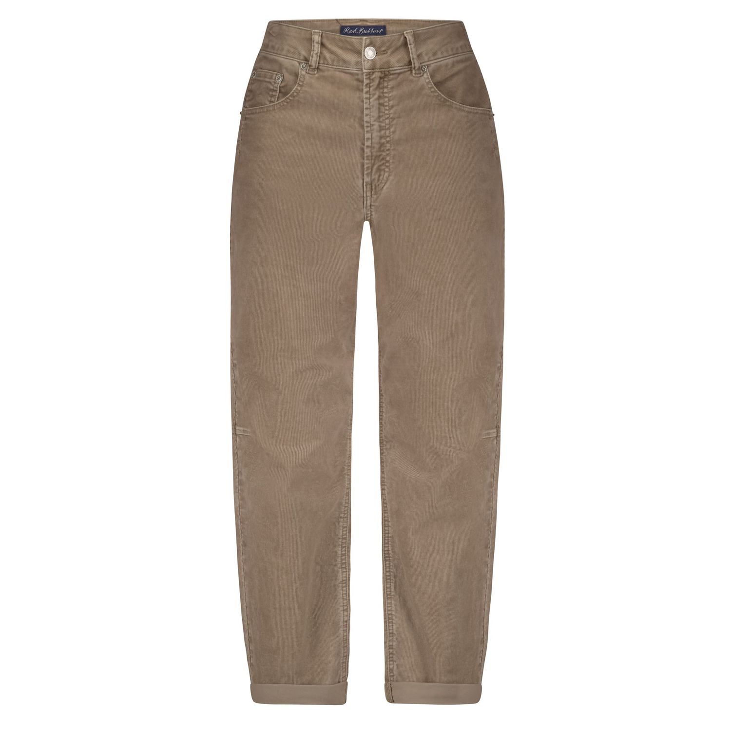 SRB4656 Caitlin Feincord truffle- barrel legs RED BUTTON - eine Größe kleiner kaufen