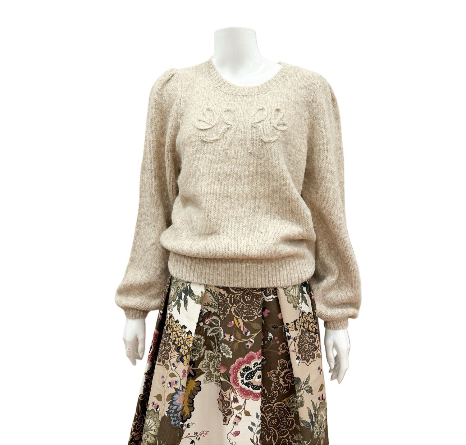 SRB4615 stone Kuschelpullover mit Frontstickerei