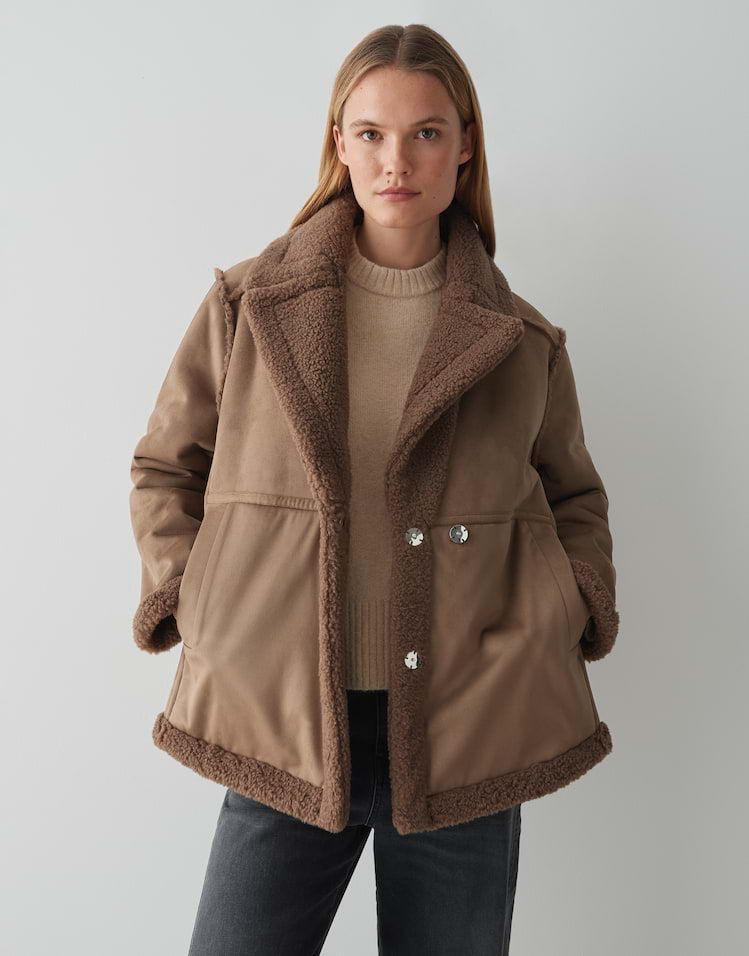 HENOLA Regular Wendejacke in Lammfell Optik cocoa OPUS