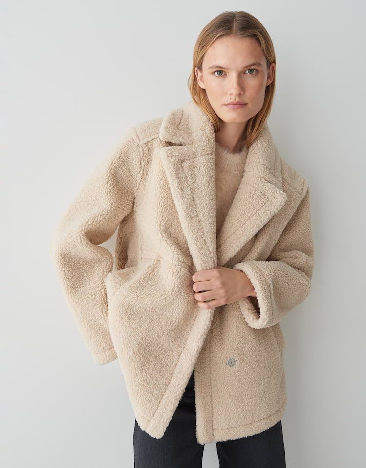HENOLA Regular Wendejacke in Lammfell Optik macadamia OPUS