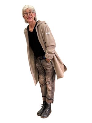 Übergangsmantel FRIEDAund FREDDIES, Boyfriend used destroyed BLUBLU, Feinstrickpullover black BLOOMINGS