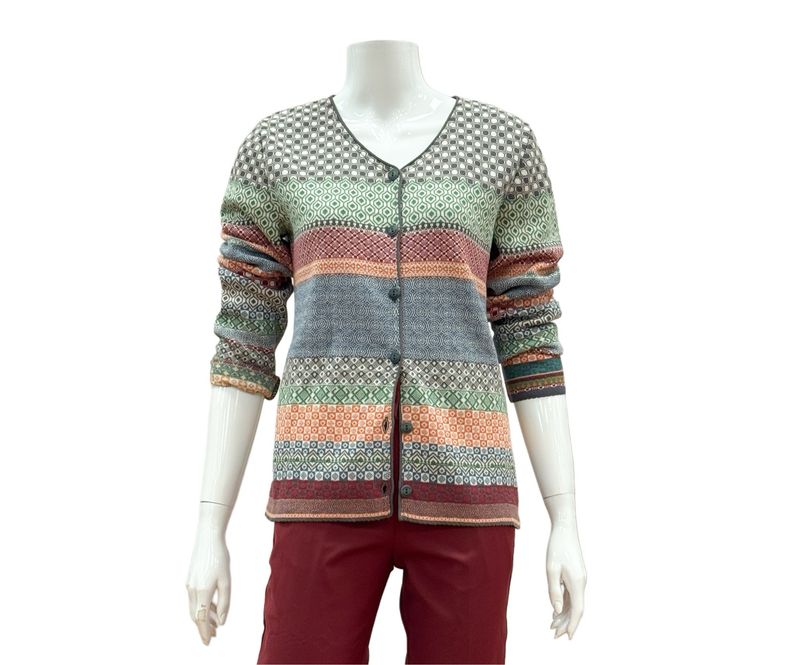 425538-0890 grau bunt BW Jaquard Cardigan  DUNQUE