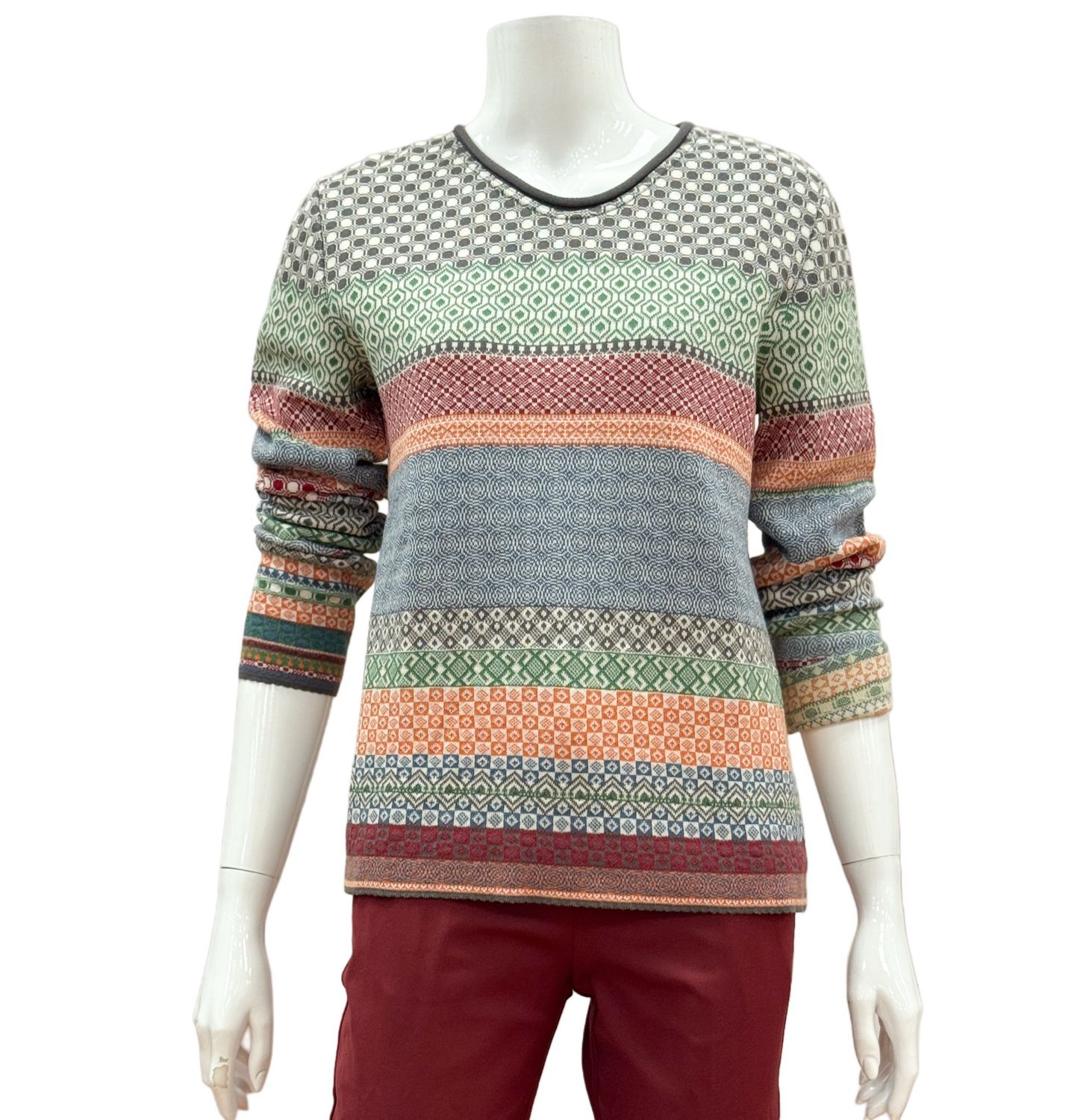 125537-0890 BW Jaquardpullover grau bunt  DUNQUE