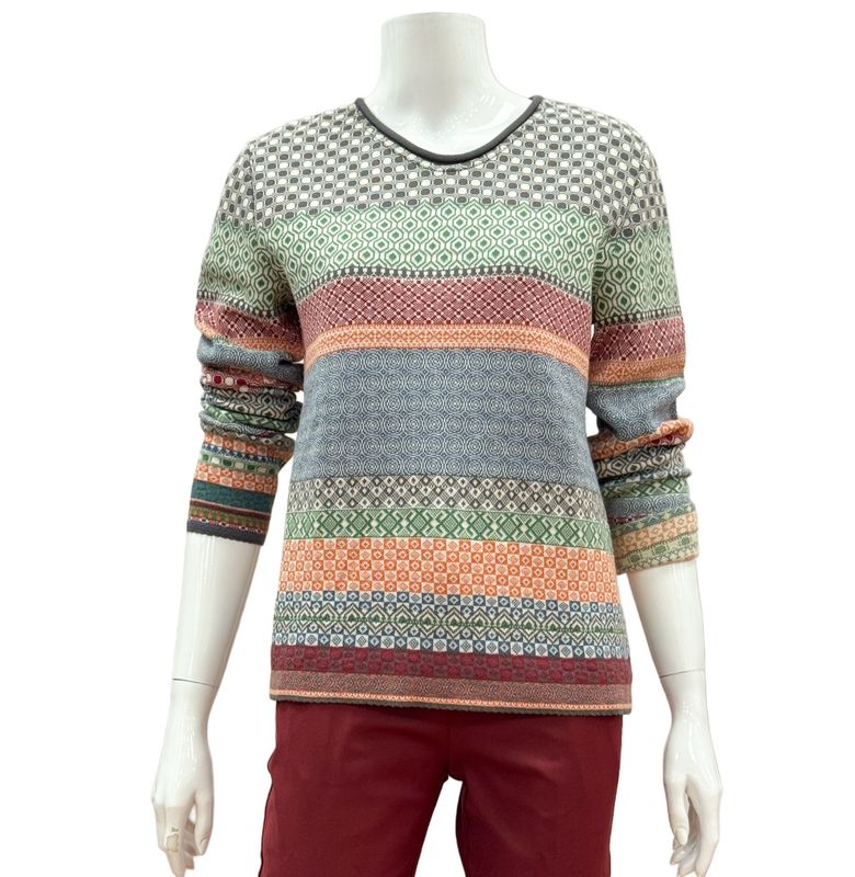 125537-0890 BW Jaquardpullover grau bunt  DUNQUE