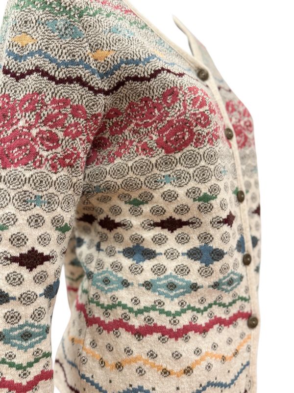 425542-0892 Jaquard Cardigan natur bunt DUNQUE
