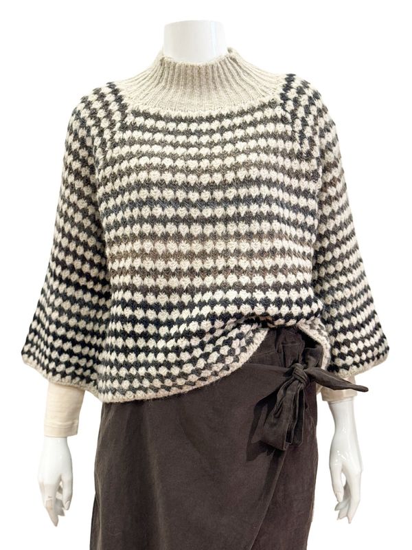 FATIMA Mockneck-Pullover  natur,braun,grau,jeans gemustert MARTA DU CHATEAU