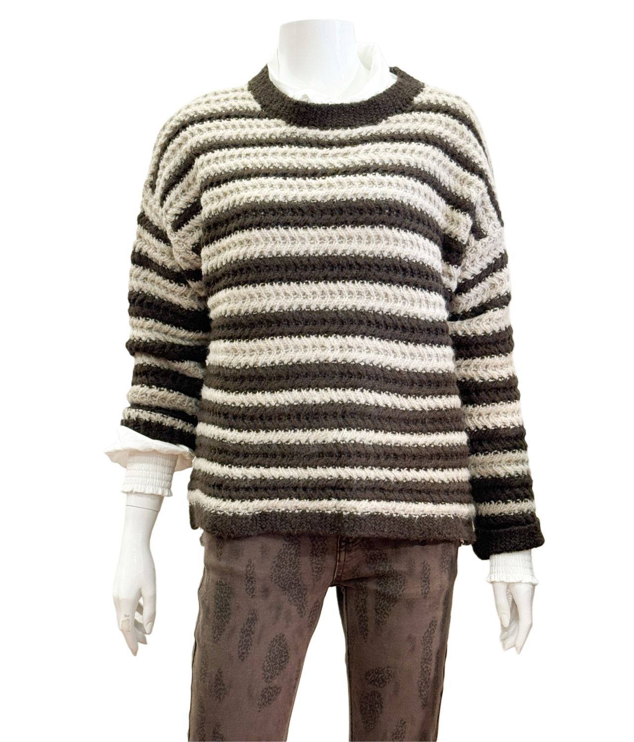 VICTRINE Stripe Pullover stone braun MARTA DU CHATEAU