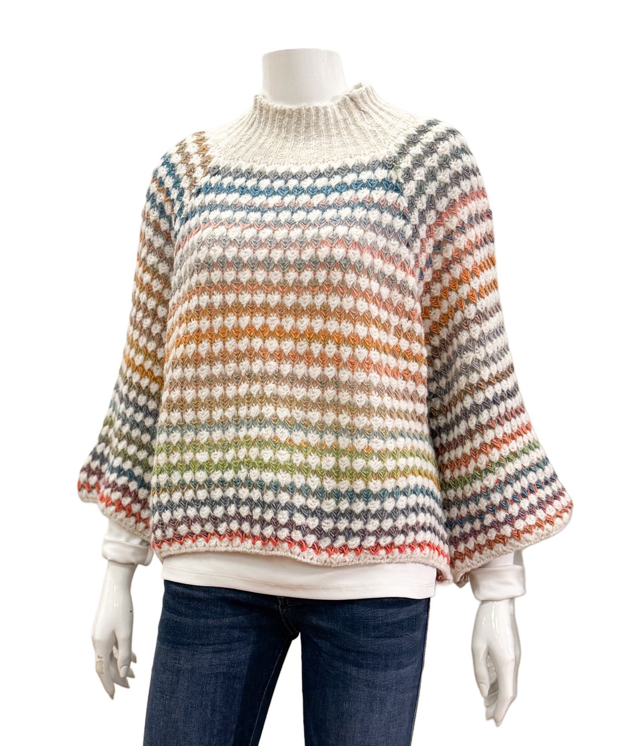 FATIMA Mockneck-Pullover  natur bunt gemustert MARTA DU CHATEAU