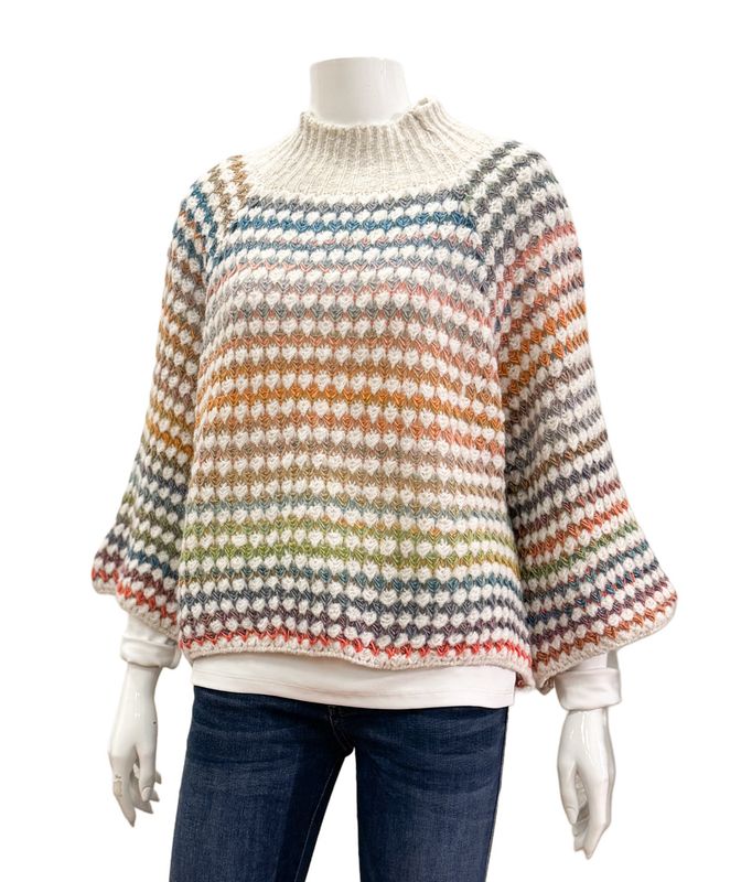 FATIMA Mockneck-Pullover  natur bunt gemustert MARTA DU CHATEAU