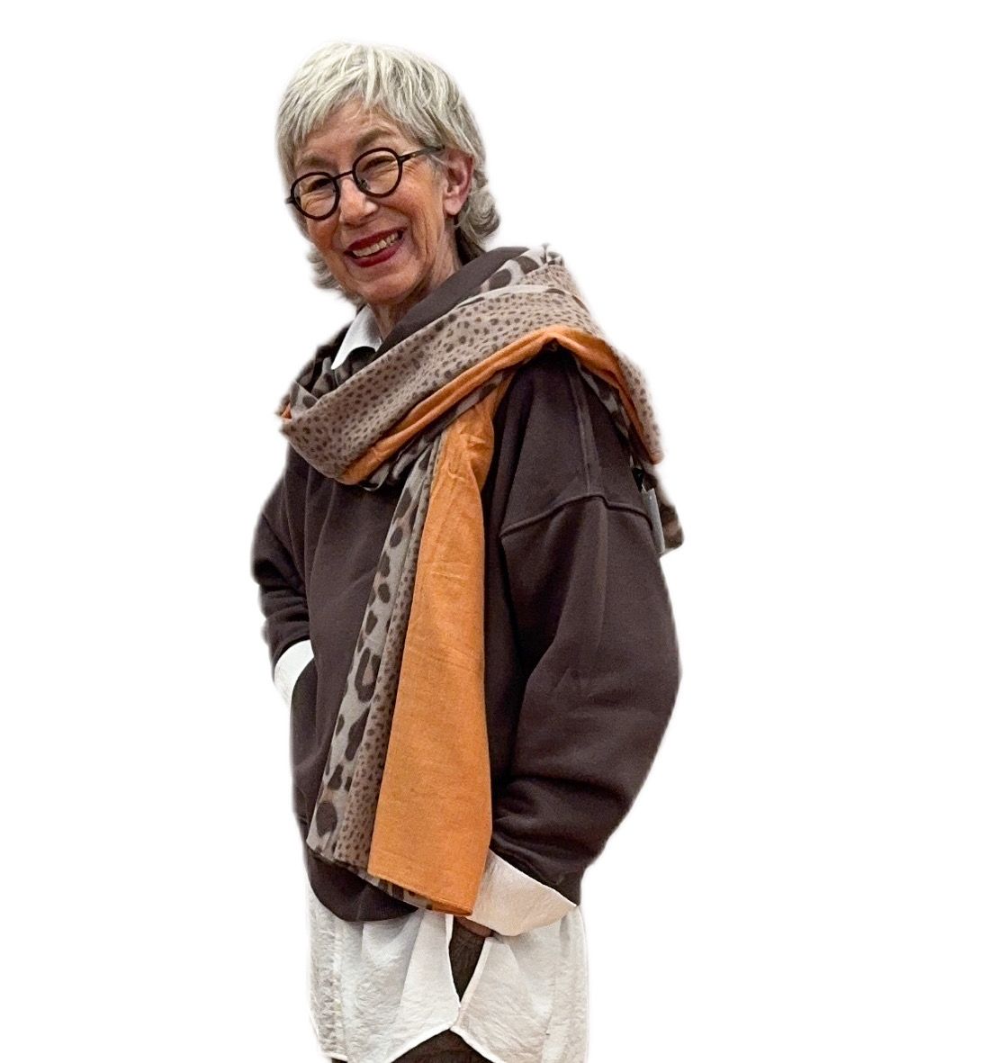 3421584 - 3 Viscoseschal leo choco, orange,beige ACCESSOIRES