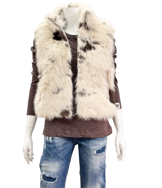 NIKKI super modische FAKE FUR Weste Farbe Cow girl milk chocolate RINO&PELLE