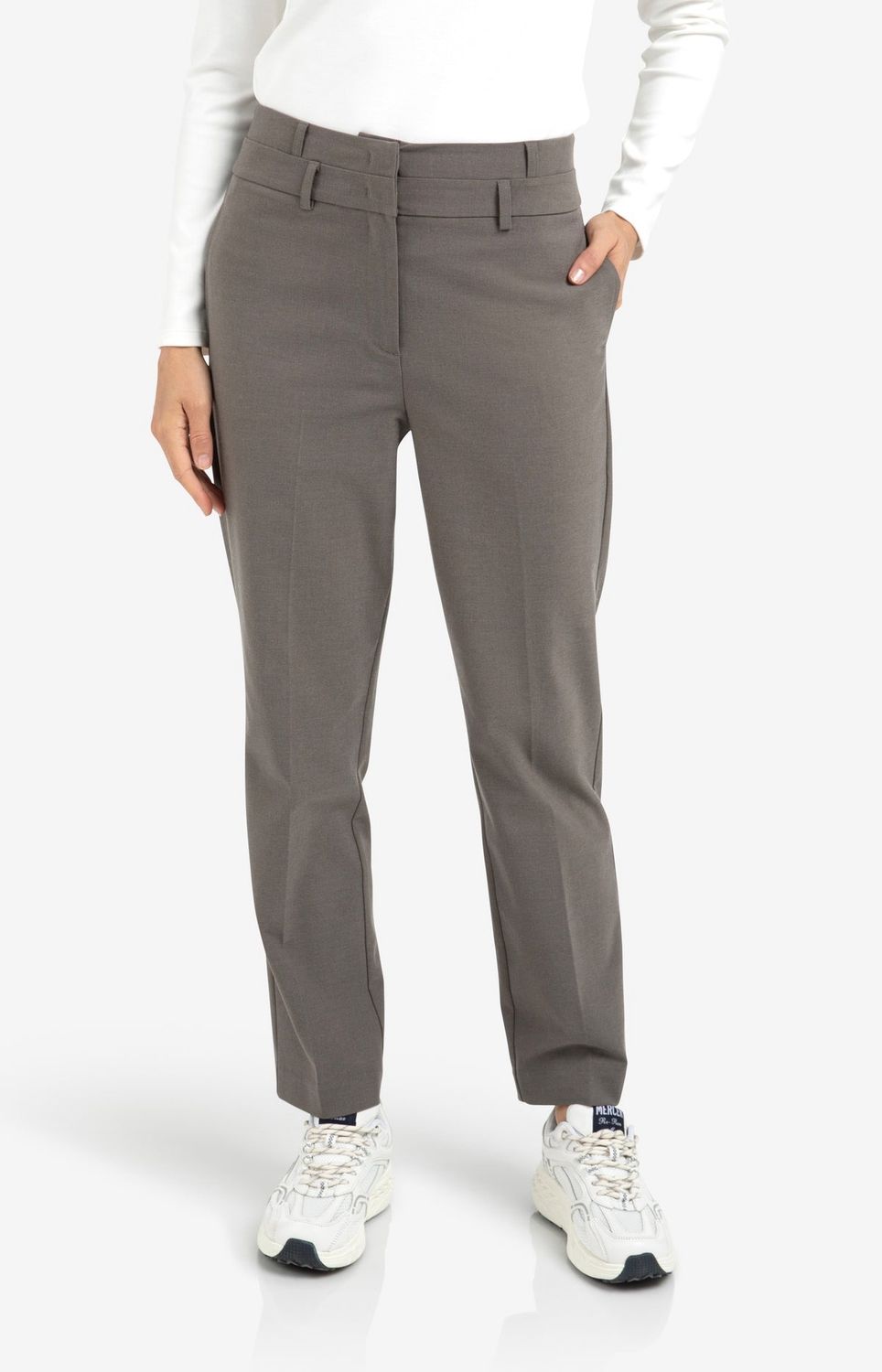 01-301225-990332 modische Business Hose dark taupe grey melange YAYA