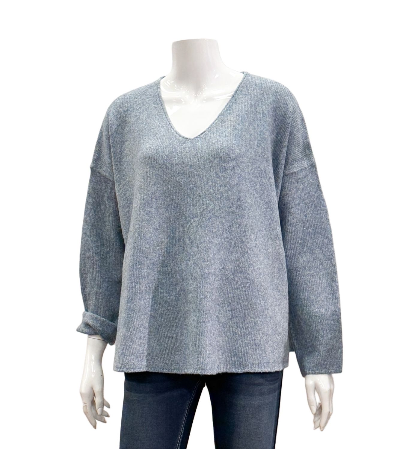 51246 V Pullover ovesize jeans blue melange THE SHIRT PROJECT