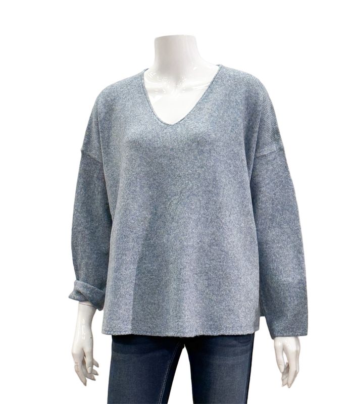 51246 V Pullover ovesize jeans blue melange THE SHIRT PROJECT