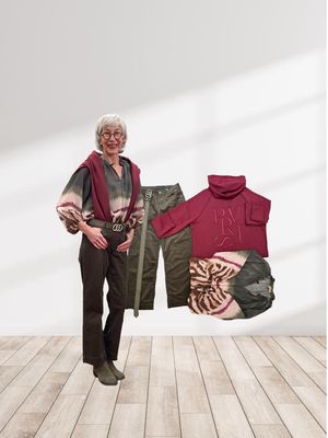 Hoodie " PARIS" bordeaux THE SHIRT PROJECT, Bluse Ezhno MARTA DU CHATEAU, Feincord Culotte khaki RED BUTTON, Ledergürtel khaki ITALIEN