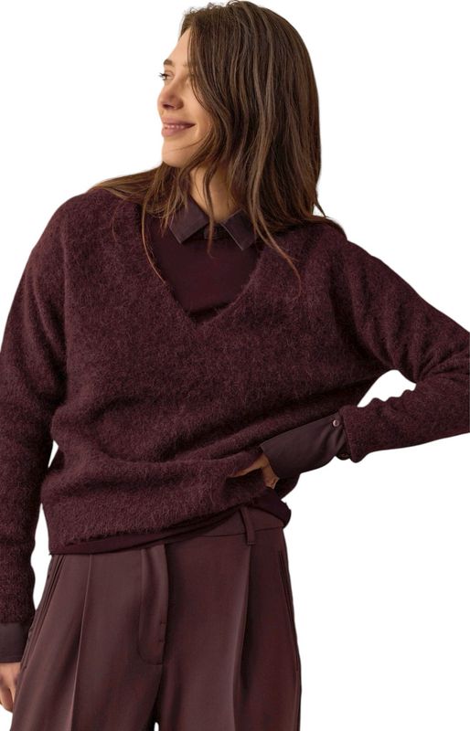 01-000536-91619 dark purple weicher Pullover mit V Ausschnitt YAYA 01-000536-91619 dark purple weicher Pullover mit V Ausschnitt YAYA