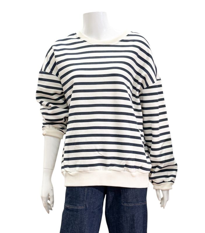 K5449 Oversize Sweater navy milk gestreift ZWILLINGSHERZ