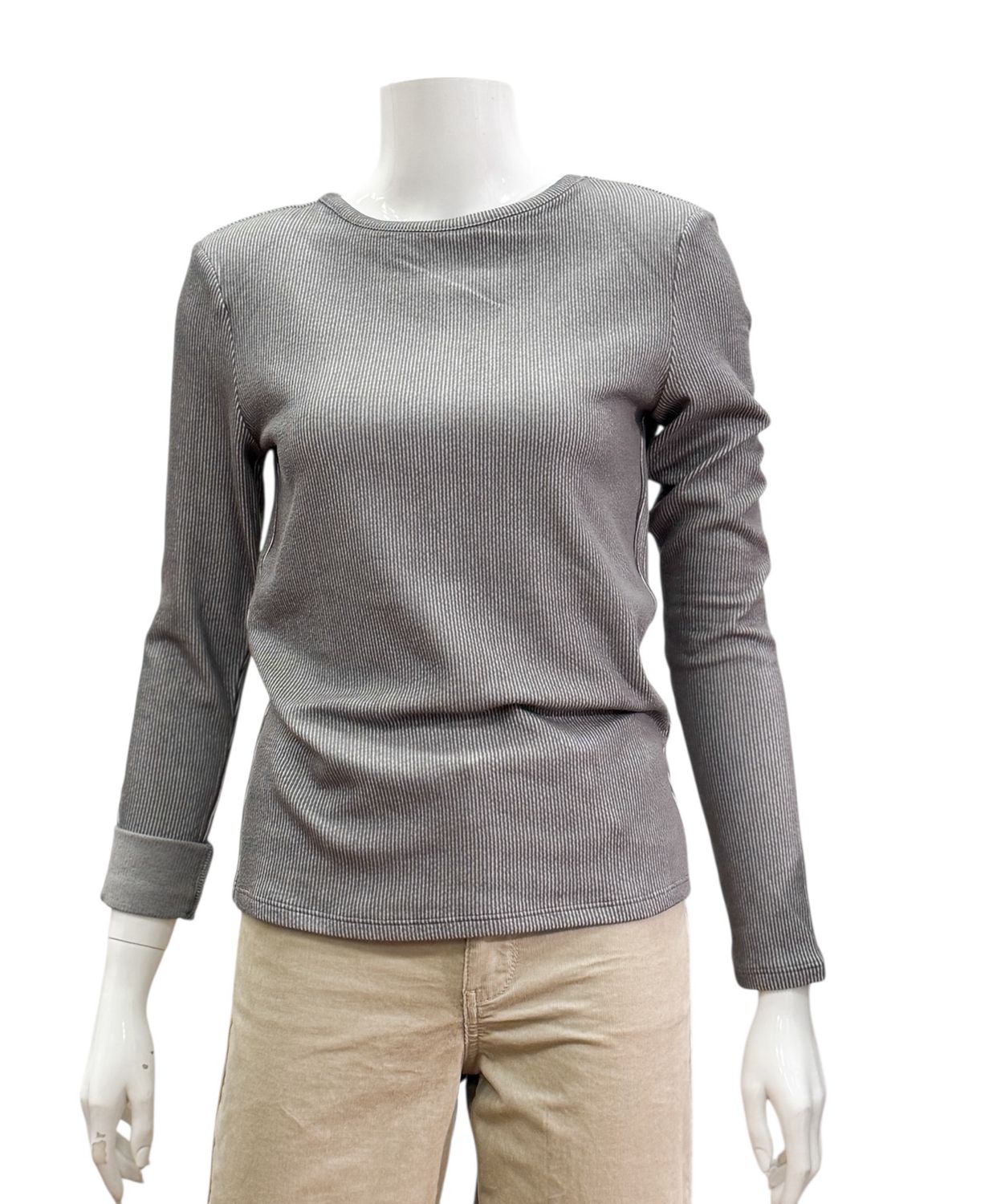 01-709215-803071 Unterziehshirt taupe grey stripes YAYA