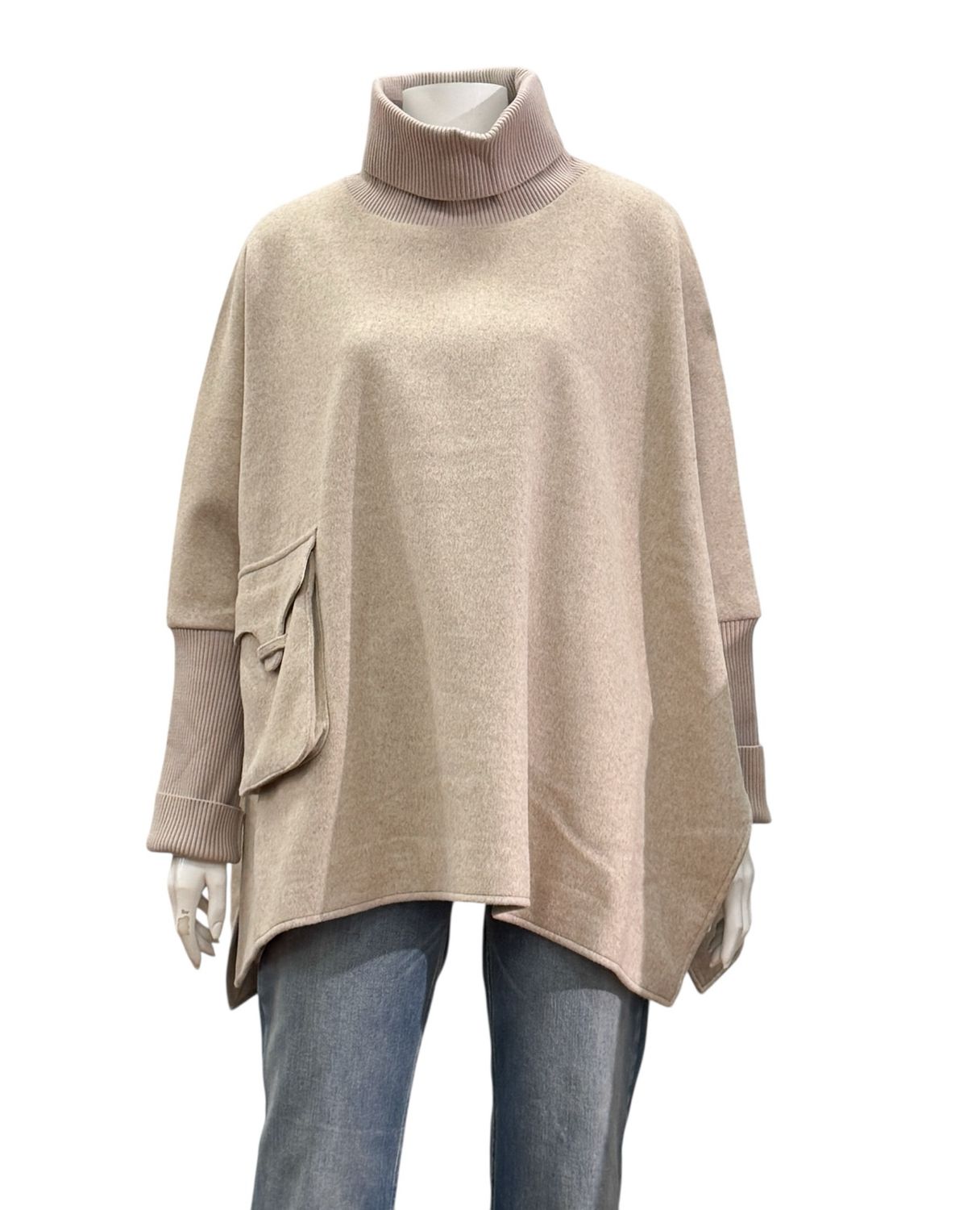 03-351003-sand melange Oversize Poncho YAYA 03-351003-sand melange Oversize Poncho YAYA