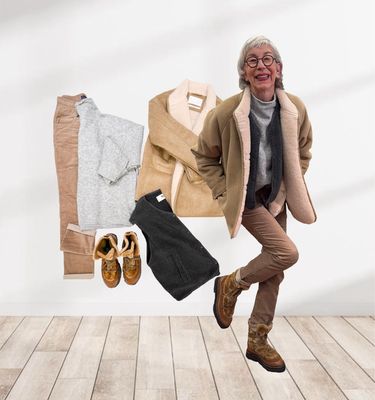 Teddyweste dark grey - Oversize Pullover grey SENSES THE LABEL, Tessy velvet latte RED BUTTON, Lammfell-Imitat Jacke YAYA REDUZIERT, Winterstiefel WHITE STUFF REDUZIERT