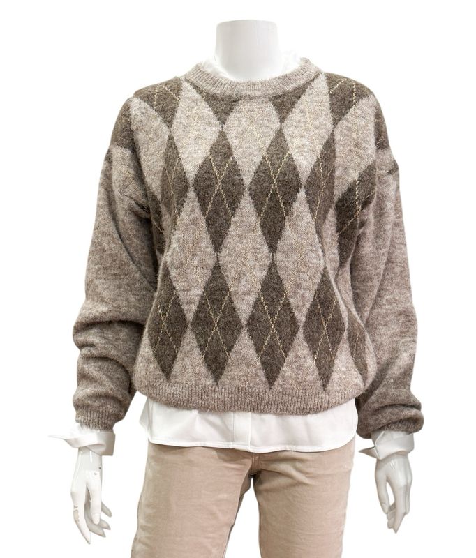 82171 Rhombenpullover beige gold MARTA DU CHATEAU 82171 Rhombenpullover beige gold MARTA DU CHATEAU