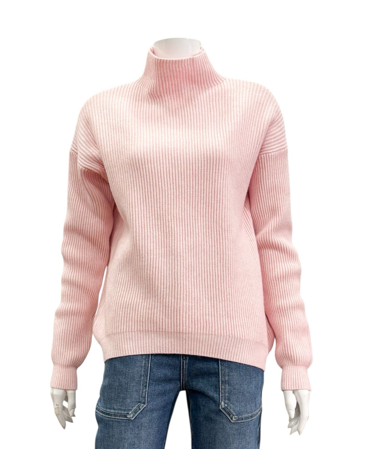 1014 kuscheliger Mockneckpullover ohne Wolle rose'BODY TOUCH