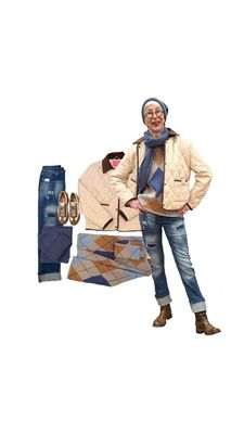 Rhombenpullover REDUZIERT THE SHIRT PROJECT, Jeans REDUZIERT BLUE MONKEY, Steppjacke ZWILLINGSHERZ,REDUZIERT Sneaker BABOUCHE, Accessoires