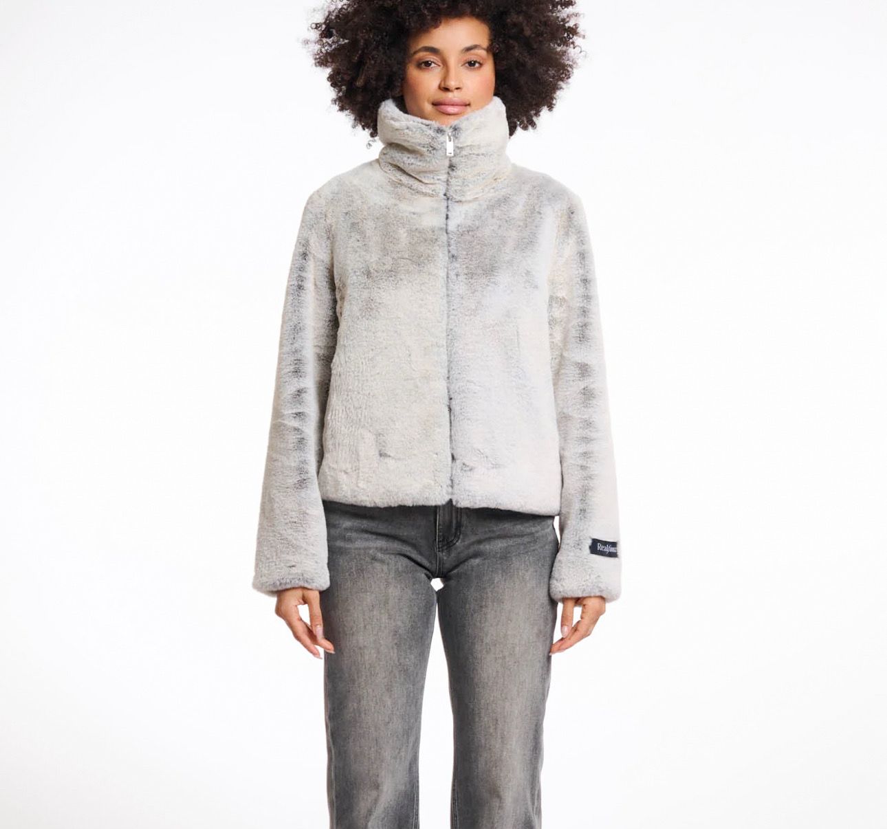 Sallie Fake Fur Blouson ohne Bündchen natural grey RINO&PELLE Sallie Fake Fur Blouson ohne Bündchen natural grey RINO&PELLE