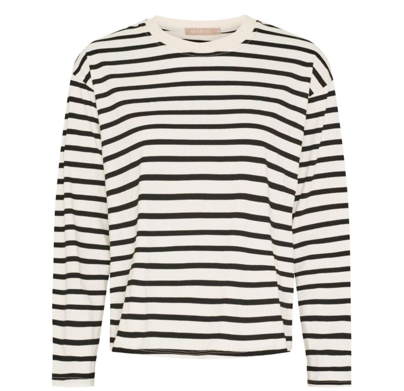 58709 Langarm Stripeshirt glatt black milk MARTA DU CHATEAU