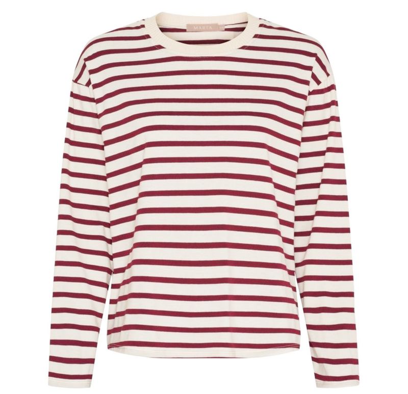 58709 Langarm Stripeshirt glatt barolo milk MARTA DU CHATEAU