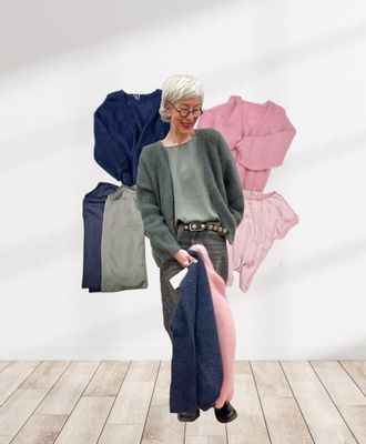 edler KID MOHAIR Cardigan in 3 Farben mit passendem Viscose Seidenshirt BODY TOUCH