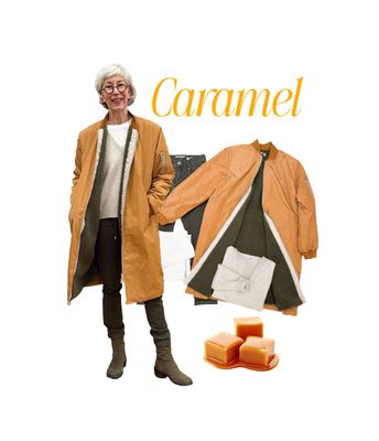 Übergangs Blousonmantel BODY TOUCH caramel, V Pullover YAYA reduziert, Relax khaki RED BUTTON reduziert, Basicshirt YAYA