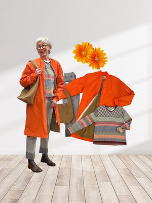 peppiger teddygefütterter Longblouson orange BODY TOUCH, BIO BW Jaquardpullover REDUZIERT DUNQUE, Samthose BLUE MONKEY reduziert, Lederbag YAYA reduziert