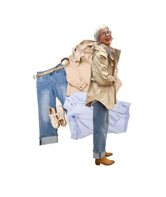 Kurztrench FRIEDAundFREDDIES, Oversize Bluse THE SHIRT PROJECT, Loose firt Jeans BODY TOUCH, Ledersneaker reduziert BABOUCH, Gürtel ACCESSOIRES